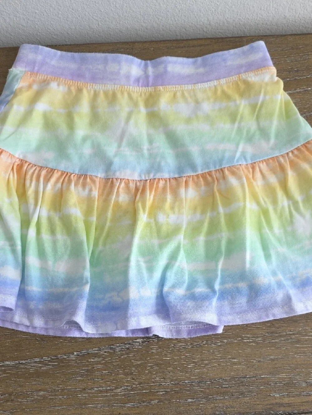 Place Girls' Pastel Rainbow Tie-Dye Skort - Lavender, Pink, Yellow, Green, Blue